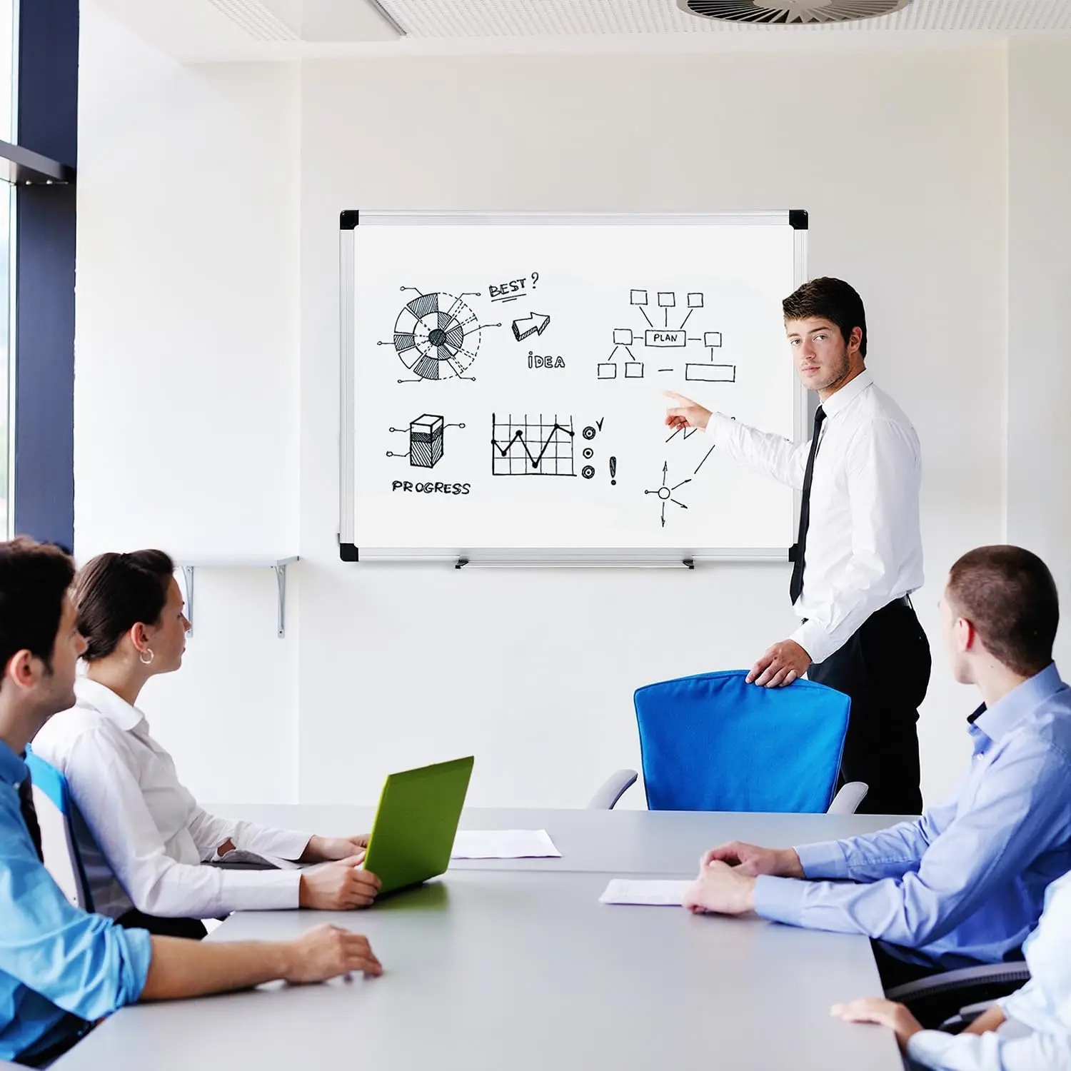 Quadro branco magnético apagável a seco 36x48 polegadas quadro de alumínio prata branco escritório escola