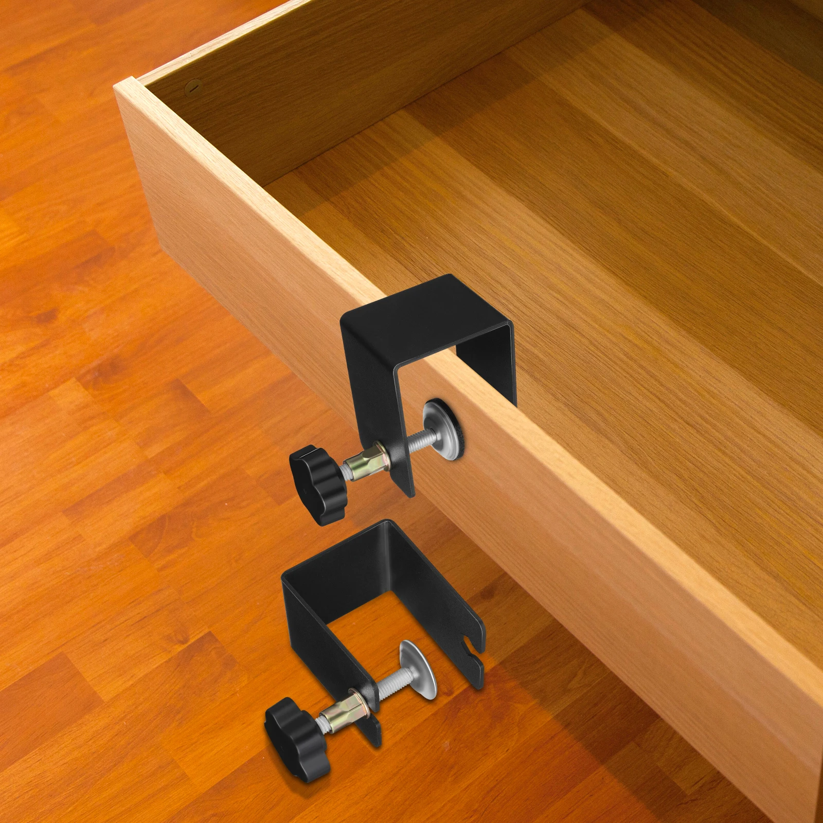 

2 pcs Drawer Installation Aid Bench Clamps Cabinet Desk Woodworking Steel Material Easy Use Versatile Design Safe Strong