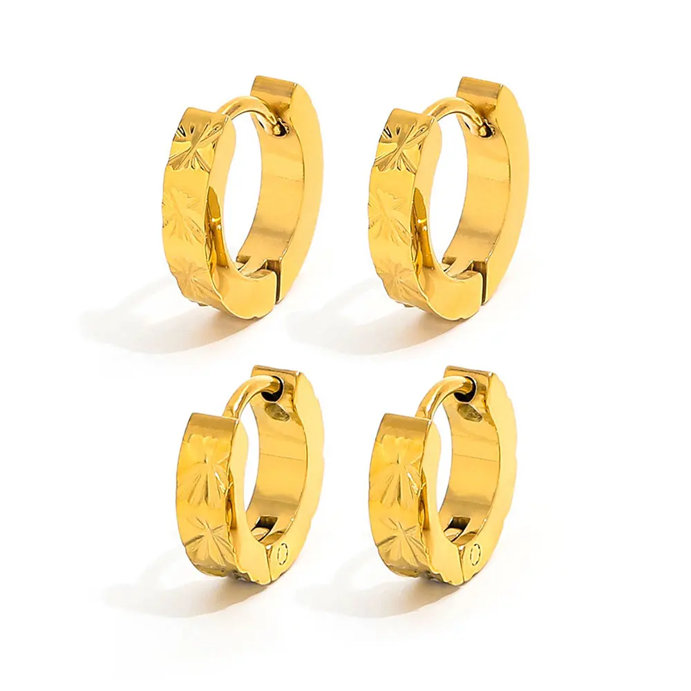 

Joolim Jewelry High Quality PVD Wholesale Waterproof Classic Fashion Star Burst Huggie Stainless Steel Earring for Women