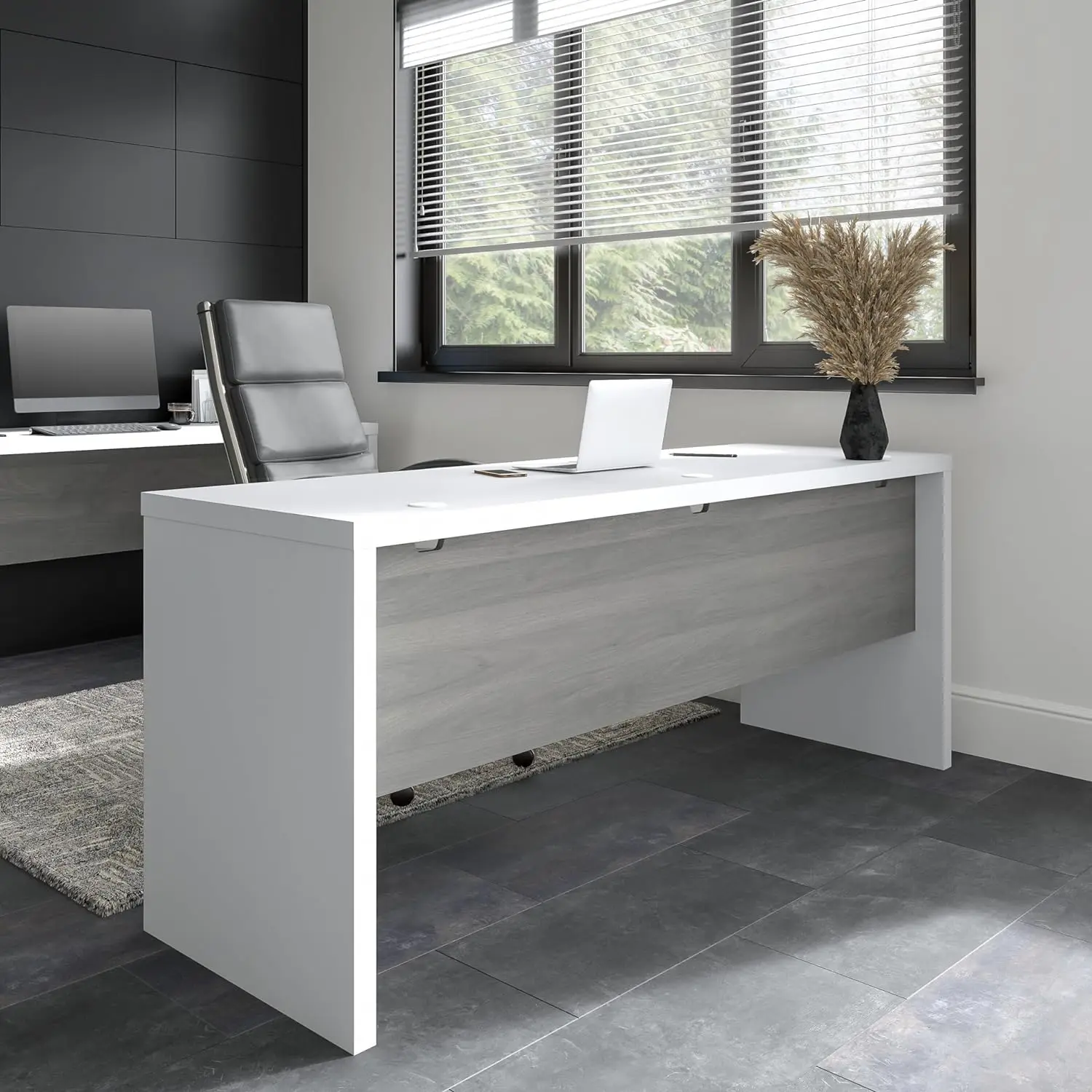 

Echo Computer Desk, 72W, Pure White And Shiplap Gray