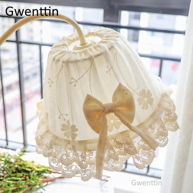 Princess Fabric Table Lamps for Living Room Bedroom Bedside Desk Lamp Stand Light Fixtures Led Standing Lights Home Art Decor