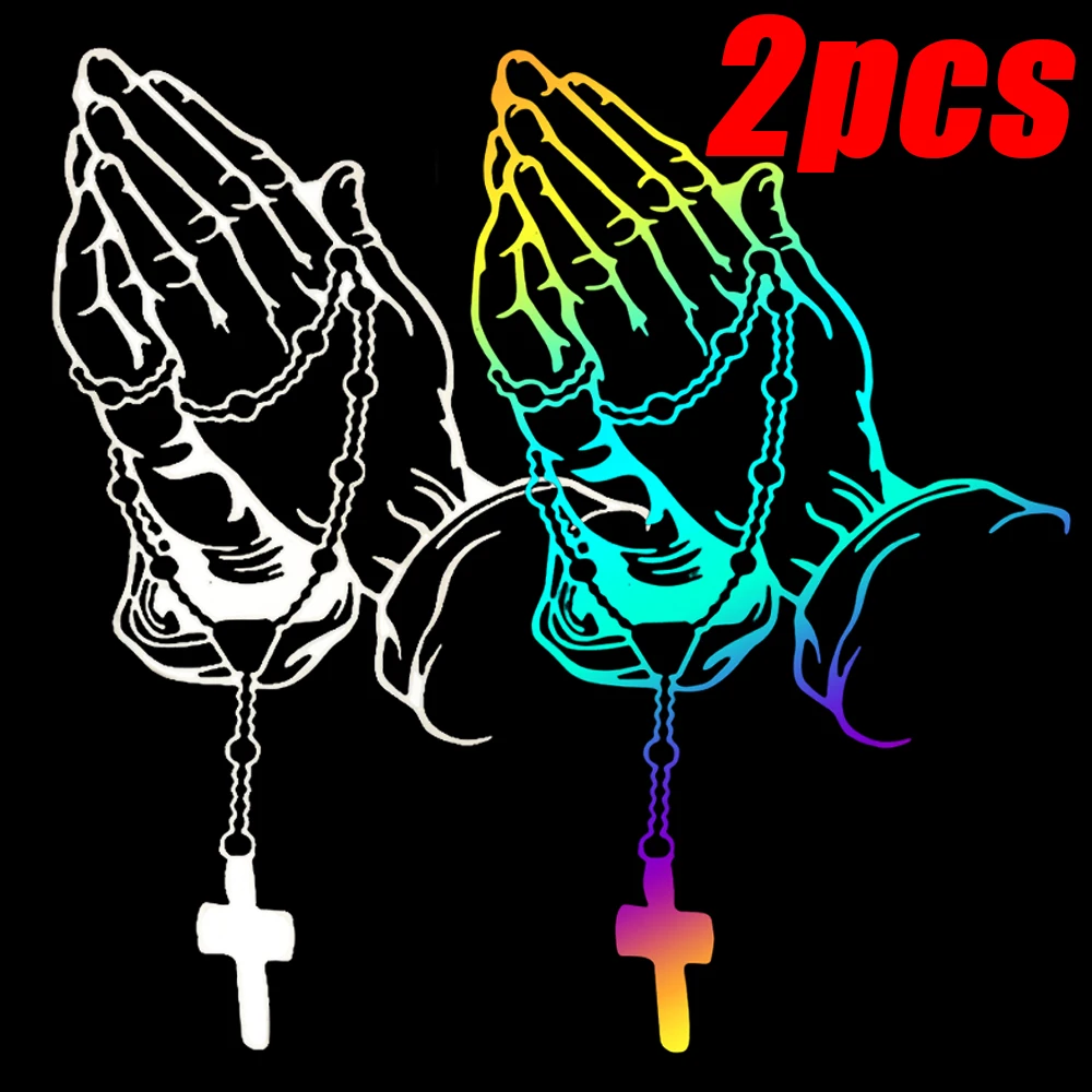 Colorful Car Prayer Gesture Laser Sticker God Jesus Christ Fashion Auto Body Styling Decoration Stickers Rear Windshield Decal