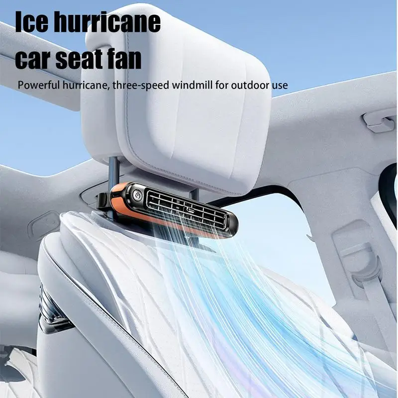 Car Front Seat Backseat Fans USB Powered Cooling Air Fan With 3 Wind Speeds Portable Car Fan Portable Vehicle Fan Car Seat Fan