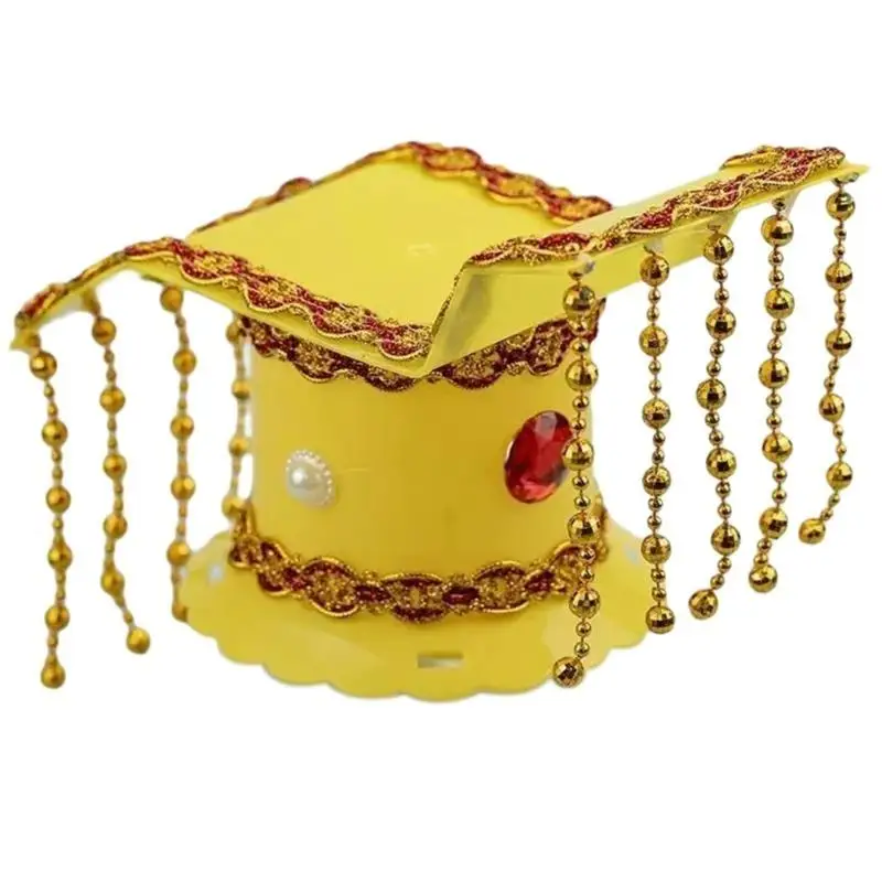 

39BB Luxurious Emperors Costume Hat King Crowns Hat Vintage Golden King Cosplay Hat