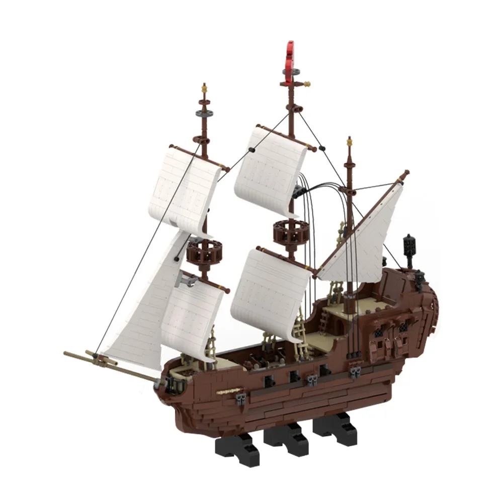 Gobricks MOC Średniowieczne miasto Łodzie rybackie Piękny wysoki statek Klocki do budowania łodzi Model DIY Zmontowane klocki Zabawka dla dzieci Prezent