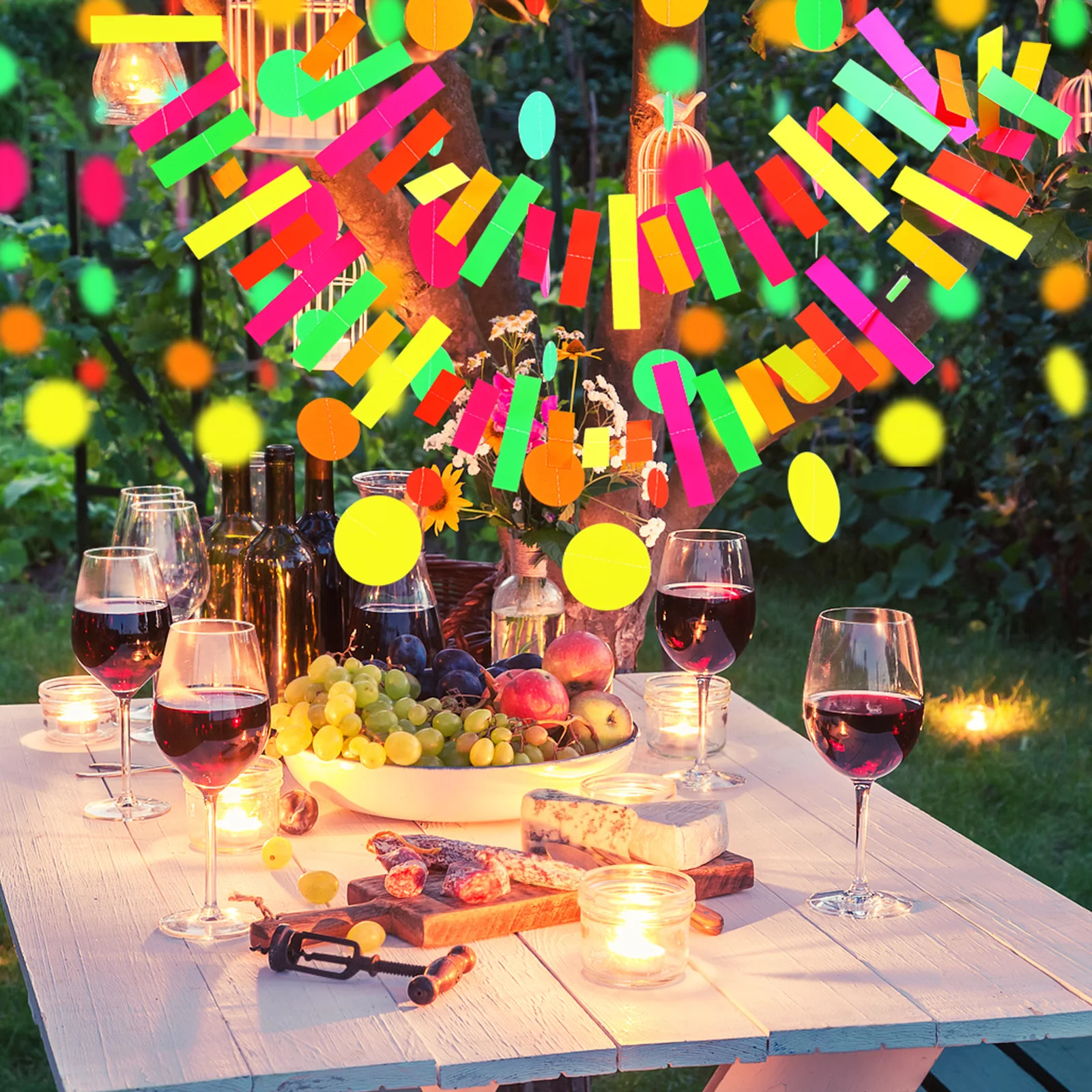 

1 set Birthday Party Neon Happy Birthday Decorations Swirl Streamers Vibrant Colors Reusable Paper Supplies Women Kids Happy