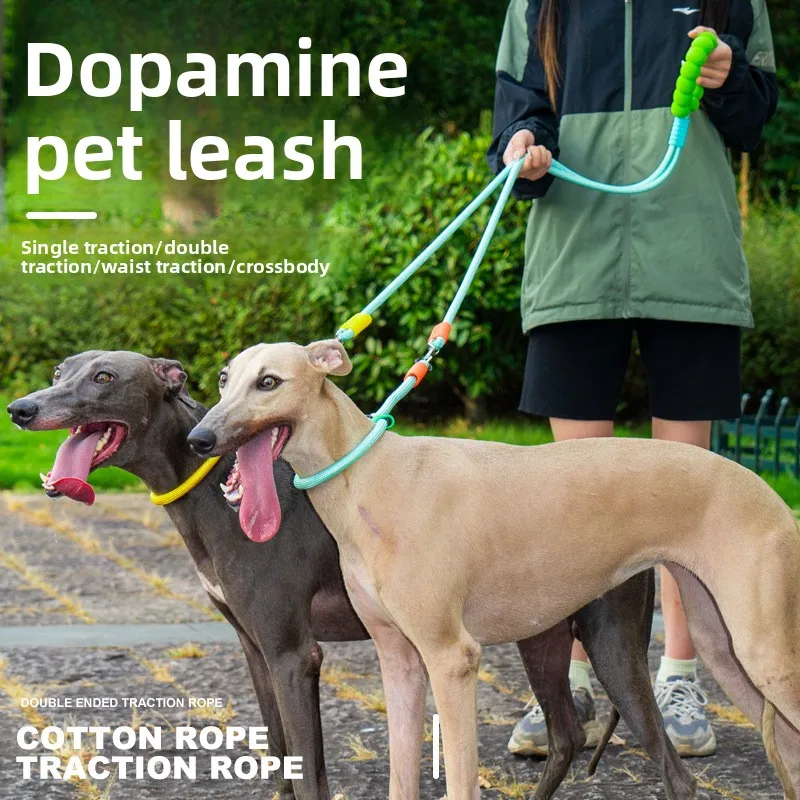 New dopamine-boosting, large-breed dog leash:dog walking needs  escape-proof, no-choke collar. one-leash wonder for all your