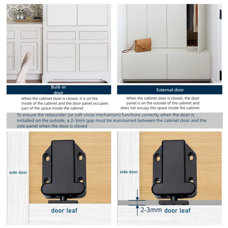 Push To Open Cabinet Catch, Non-Magnetic Touch Latches, Door Stop Rebound Self-Locking Device for Cupboard Drawer Wardrobe