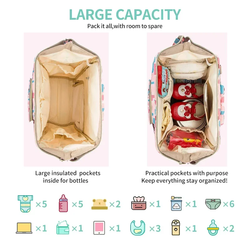 New Fashion Lightweight Multifunctional Mother and Baby Bag Large Capacity Maternity Bag  Diaper Bag Backpack  Baby Bag