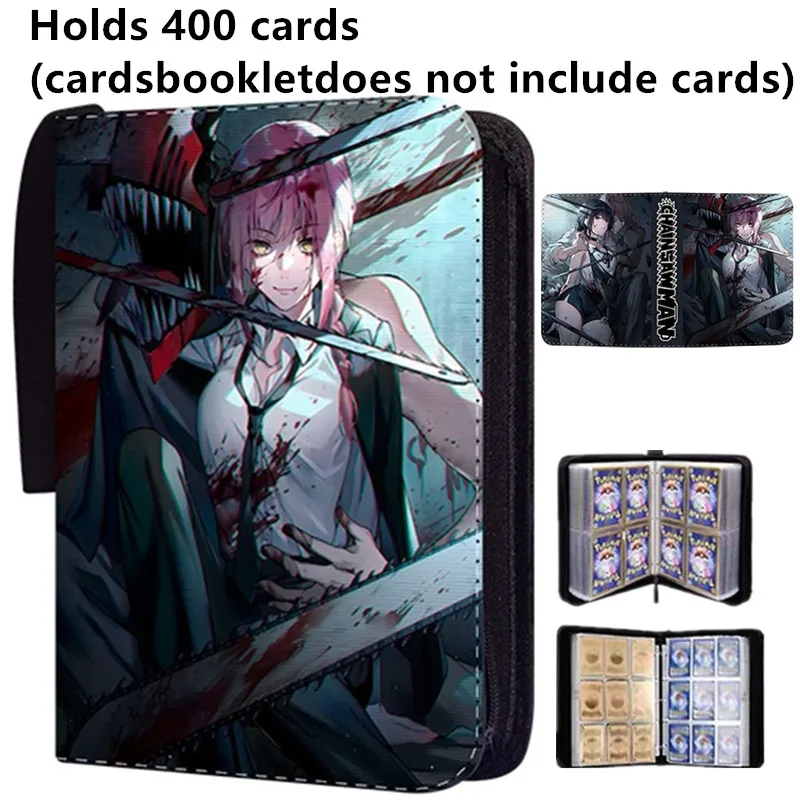 Chainsaw Man Card Album PleFolder, 400 Card Slots Collections Zipper, Double Pocket, Card Binder Holder, 900PCs, 4/9 PCs