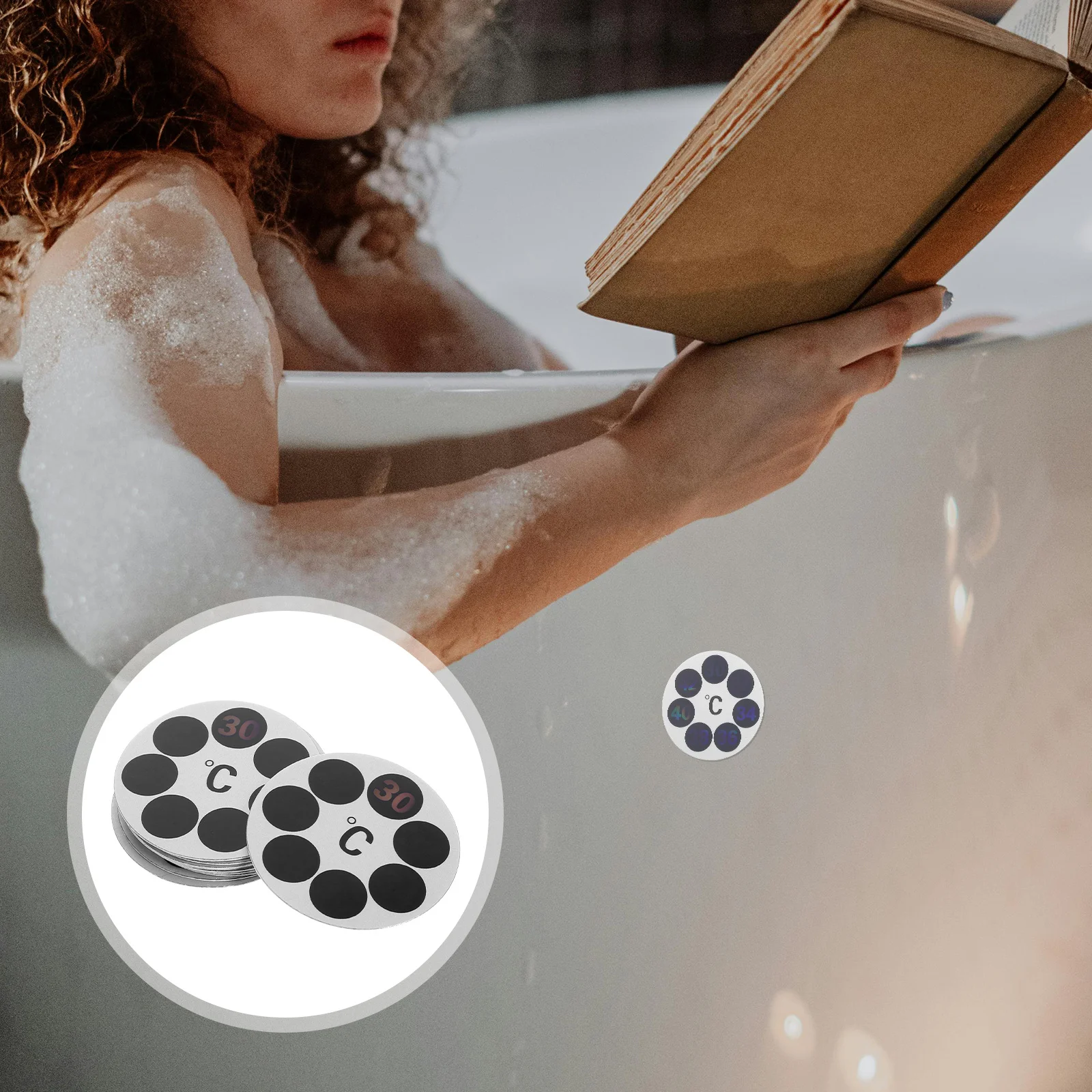 

10Pcs Bathtub Thermometers Round Adhesive Stickers Water Temperature Color Baby Kids Bathroom Safety Decals