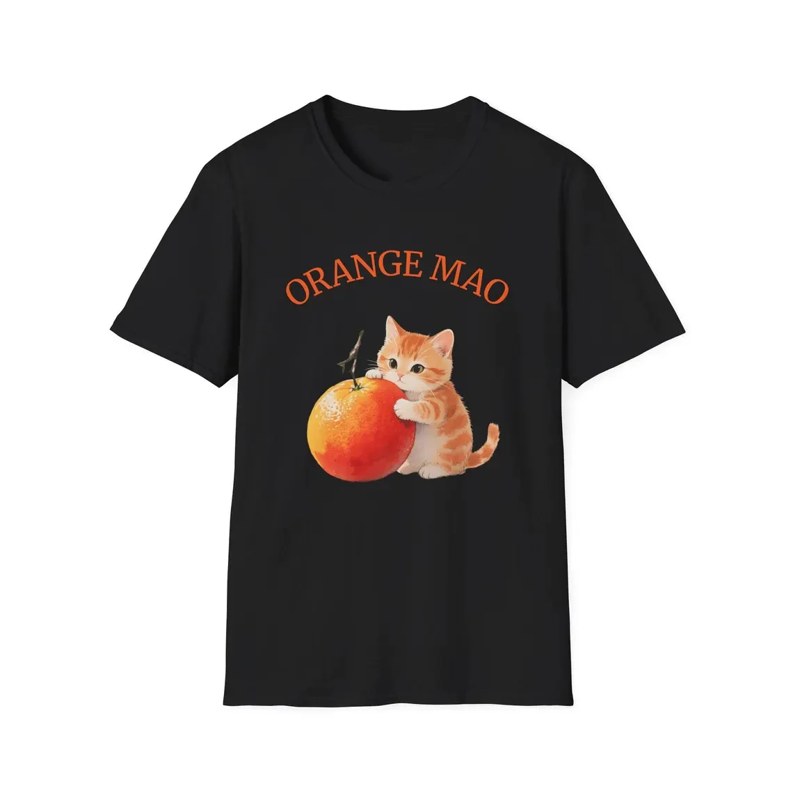 

Cartoon Orange Cat Short Sleeve Orange Cat Black White Round Neck Short Sleeve Ladies' Loose and Comfortable Home Clothes