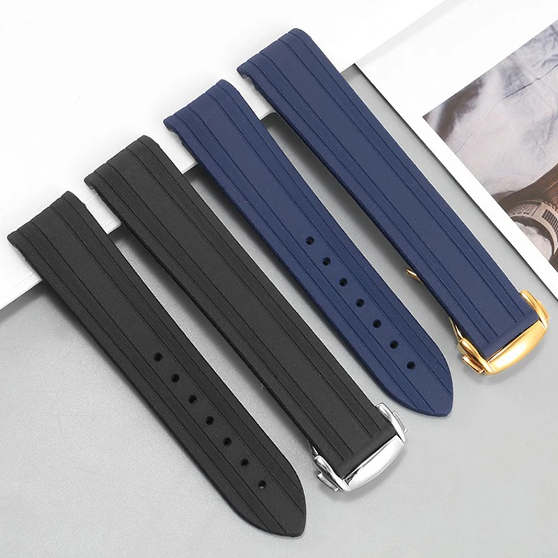 High-Quality Rubber Watch Strap 20mm for Omega Seamaster 300 Watchband with Folding Clasp Curved End Wristwatch Belt