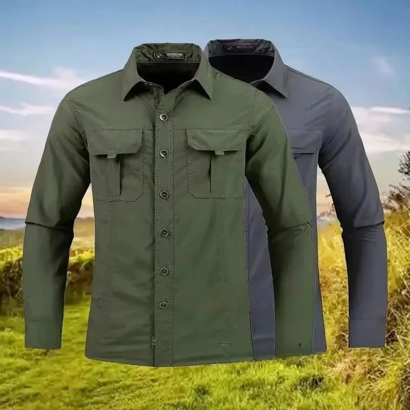 Lightweight Breathable Shirt Tactical Multifunctional Shirt Outdoor Long-Sleeved Work Shirt Breathable Sports Sun Protection