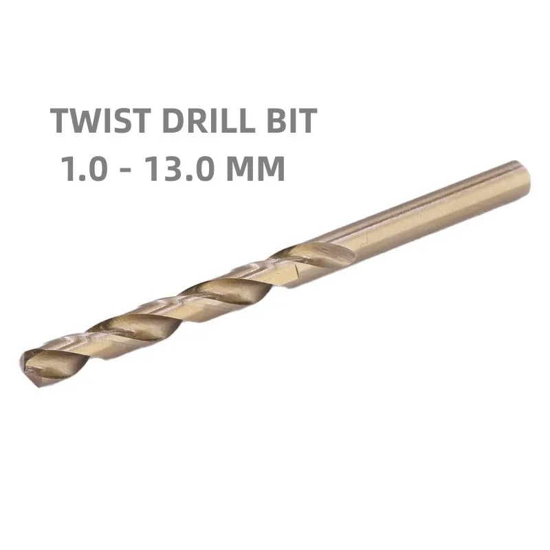 

2PCS 1.0 - 13.0 MM Cobalt Coated Straight Shank Standard Length HSS M35 High Speed Steel Drill Bits Set CNC Drilling Cutter