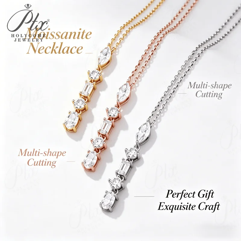 2.1ct Moissanite Necklace D Color 925 Sterling Silver Round Marquise Emerald Oval Cut Factory Direct Fine Jewelry Hypoallergenic