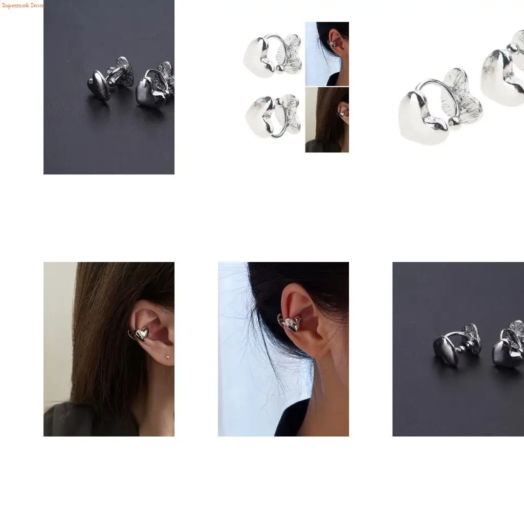 Q5WE Minimalist Love Ear Cuff Earring Small Heart Cartilage Climber Non Piercing