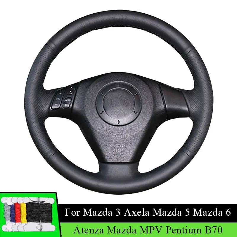 

Car Steering Wheel Cover For Mazda 3 Axela Mazda 5 Mazda 6 Atenza Mazda MPV Pentium B70 Fiber leather Wear Resistance Black