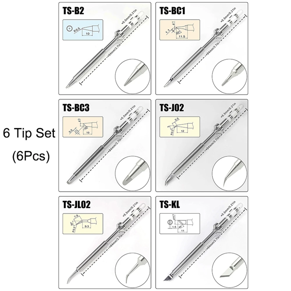 Imagem -05 - Ferro de Solda Dica Ts-b2 Bc2 Modelos de Substituição para Pinecil ts Series Faça Você Mesmo Combinação Pacote Pine64 Ts101