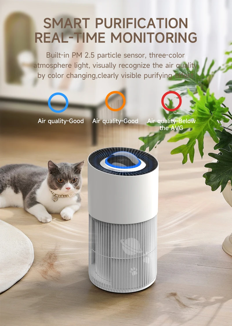 Home Use Pet Air Purifier Smart WIFI Remote Control Air Purifier 500m³/H Big Space Use