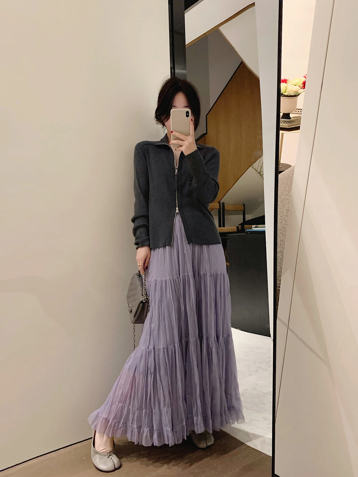 

Misslady Early Spring Soft Pleated Tulle Umbrella Skirt f-length Women's Loose High-waisted Long A-line Wide Hem Viscosi