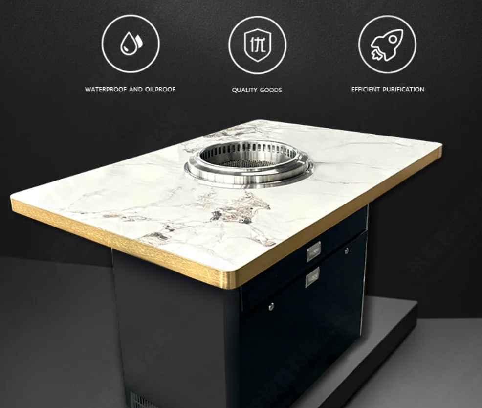 

Wholesale Modern Electric Smart Multifunctional Dining Room Furniture Commercial Korean BBQ Grill Restaurant Dining Table
