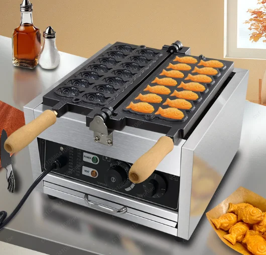 Commercial 14-hole Snapper Burner 220V Electric Heating Small Fish Cake Equipment, Double-sided Puffing Heating