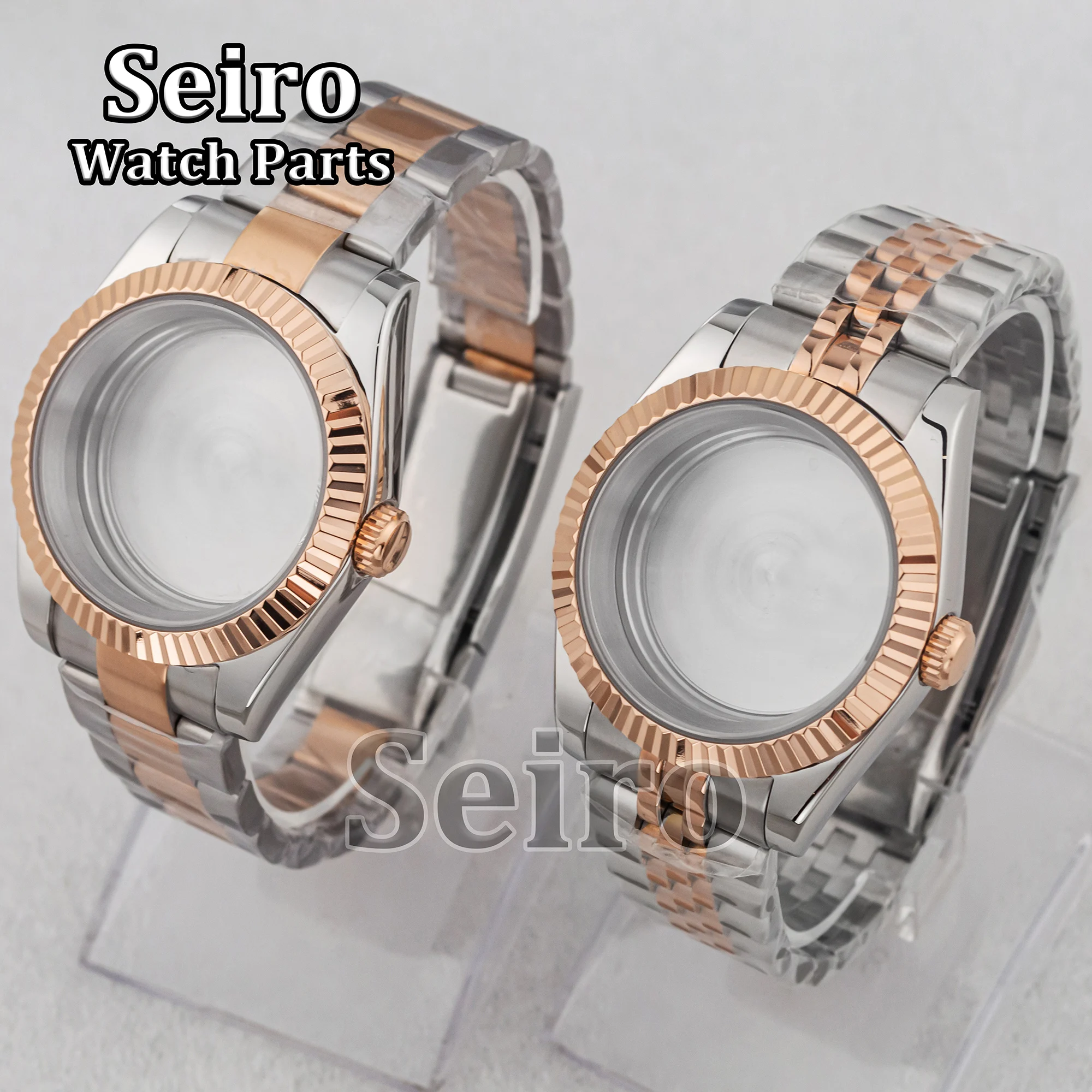 36MM/39MM Stainless Steel Watch Case Bracelet Strap 100M Waterproof Sapphire Glass Modify for Datejust NH34 NH35 NH36 Movement