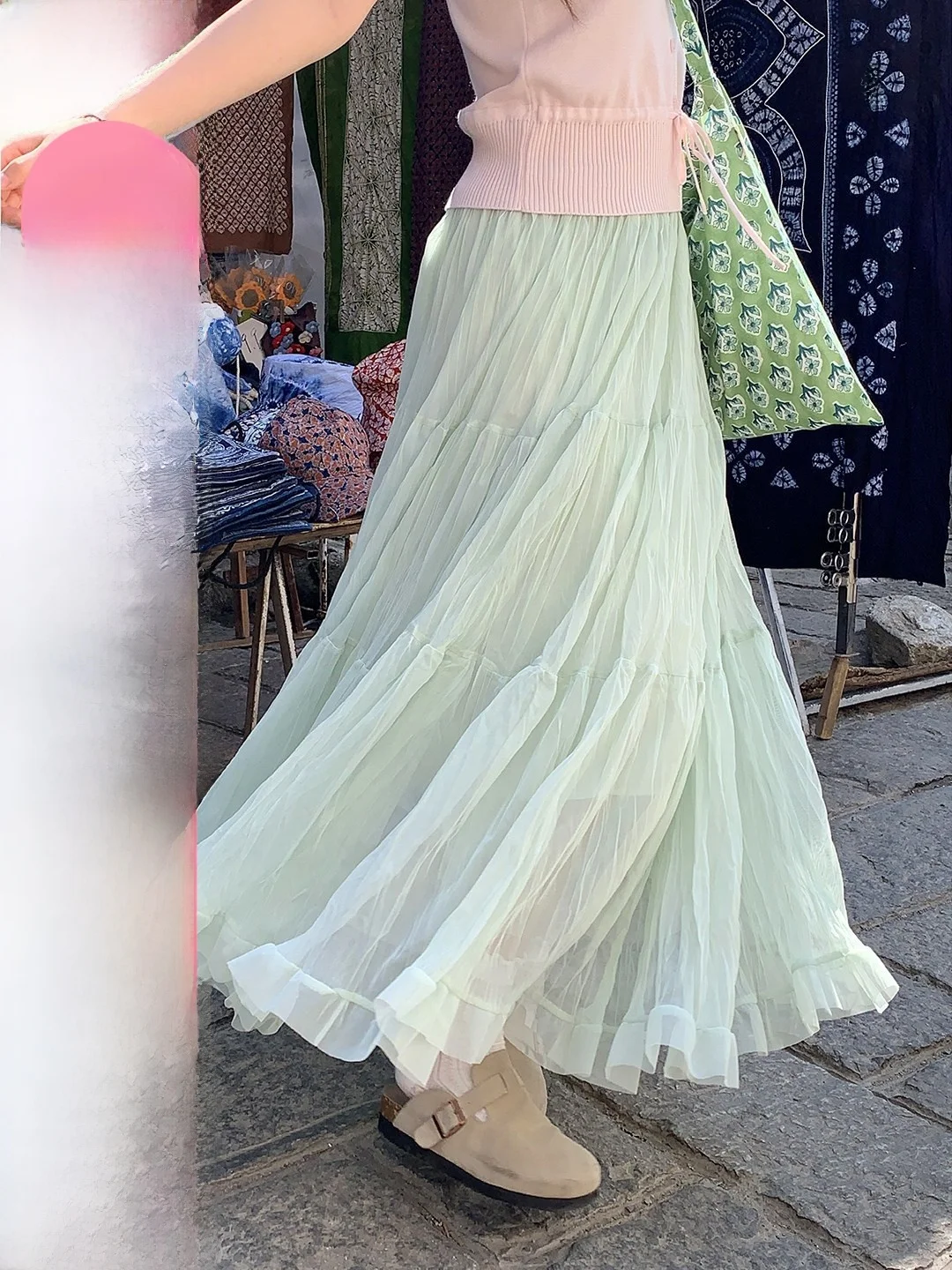 

Однотонная текстурированная плиссированная юбка-сетка в корейском стиле, нежная, омолаживающая, с эффектом девичьего образа, дышащая, приятная для кожи.