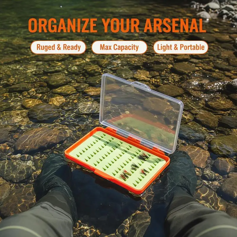 ABS Fly Fishing Hook Storage Box With Clear Lid Secure Foam Slots For Anglers In Fishing Insert Fly Fishing Boxes Hold Flies