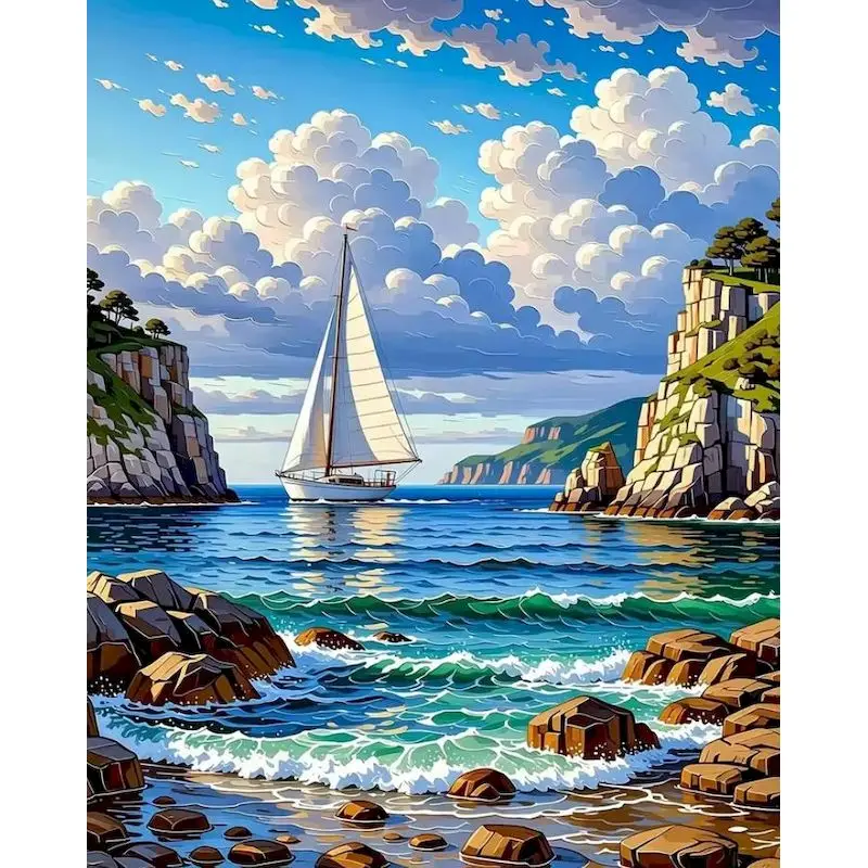 

GATYZTORY Boat Painting By Numbers Home Wall Art Decor Digital Oil Number Painting Kits Landscape 40x50cm Adults Crafts Color by