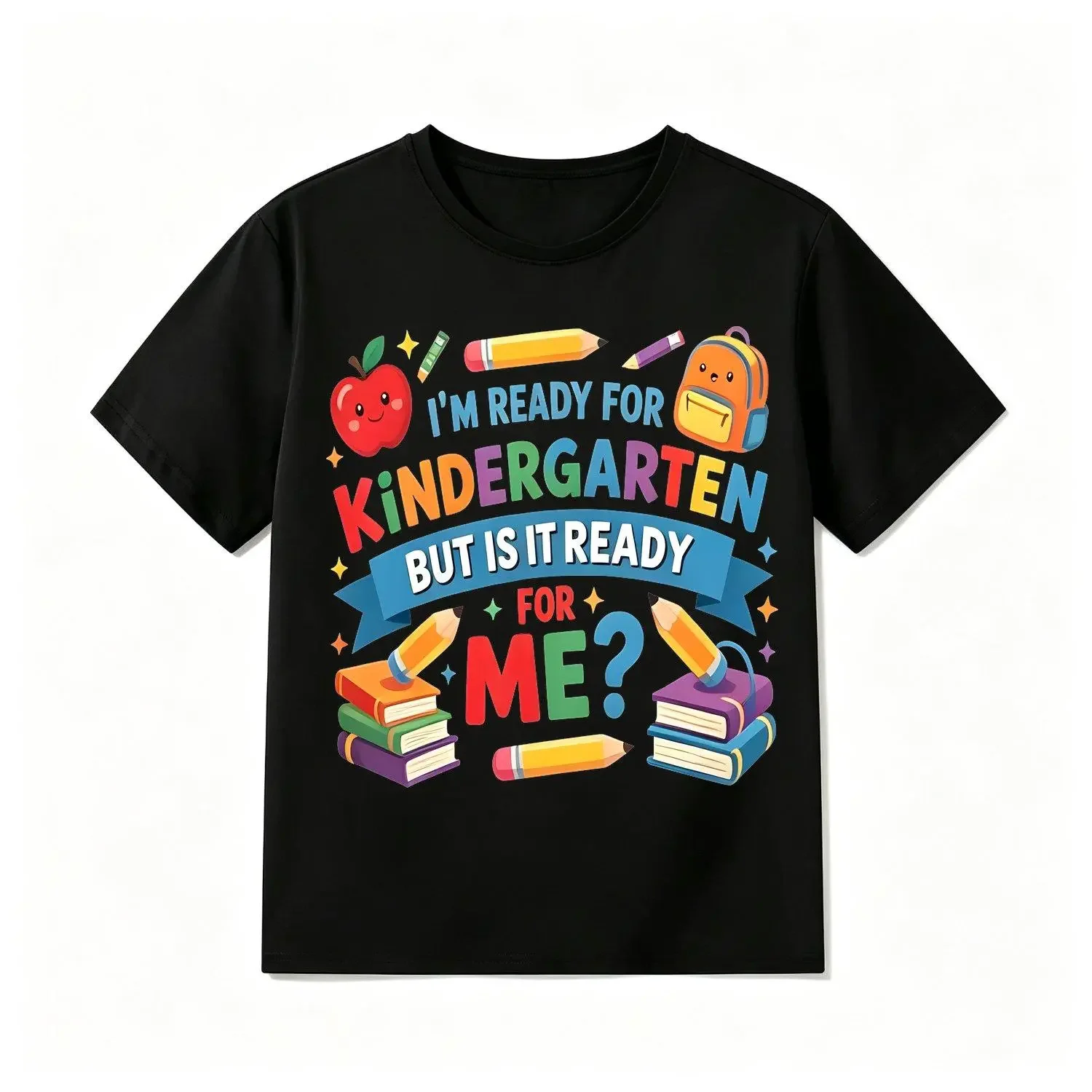 I'm Ready for Kindergarten but Is It Ready for Me Boys T Shirts Back To School Youth Tee Casual Graphic Shirt Playful School Humor Design