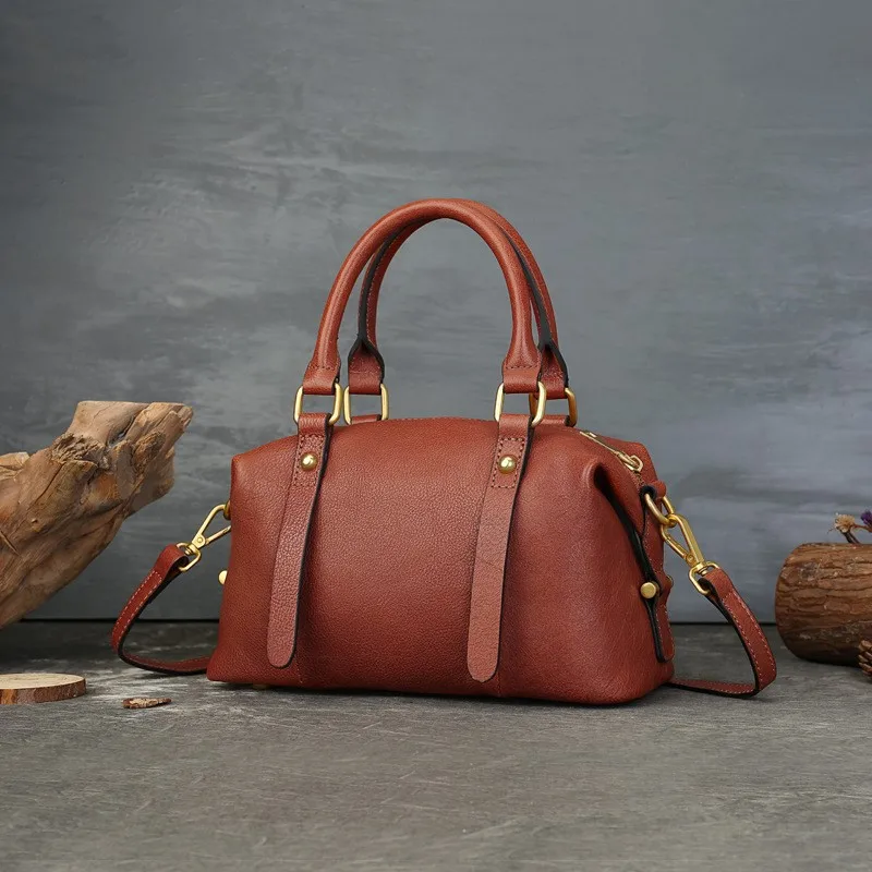 

Johnature Women's Handbag 2025 New Genuine Leather Retro Large Capacity Pillow Bag Commuting Versatile Cowhide Shoulder Bags