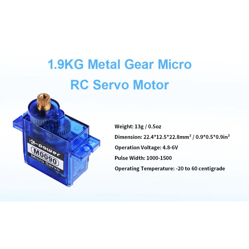 3pcs K-power M0090 9G Metal Gear Micro Servo, 1.9KG Torque Analog Motor for RC Car Robot Helicopter Plane Toy