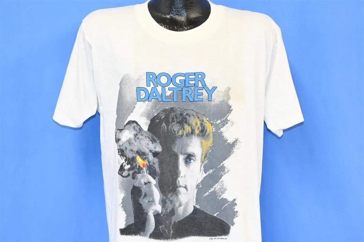 vtg 80s ROGER DALTREY UNDER A RAGING MOON ROCK SINGER THE WHO WHITE LARGE L