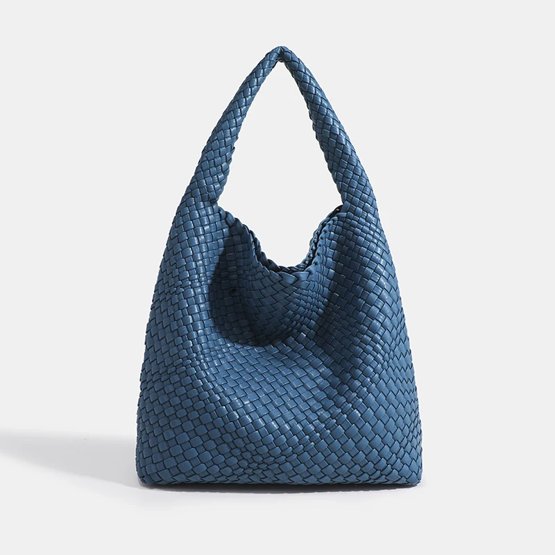 Gewebte Einkaufstaschen für Frauen weiche Leder Einkaufstasche gewebte Damen handtaschen Sommer Umhängetasche große Kapazität Top-Griff Tasche – Detail 17