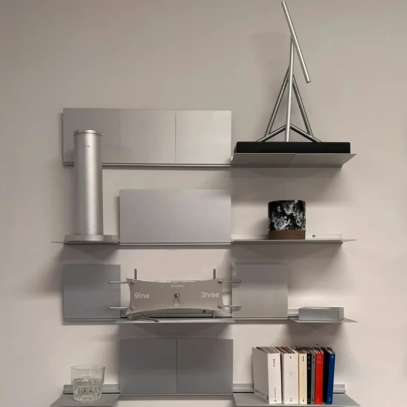 Wall Mounted Aluminum Foldable Shelf Bauhaus Floating Display Rack for Office Space Saving Storage Rack Modern Metal Home Decor