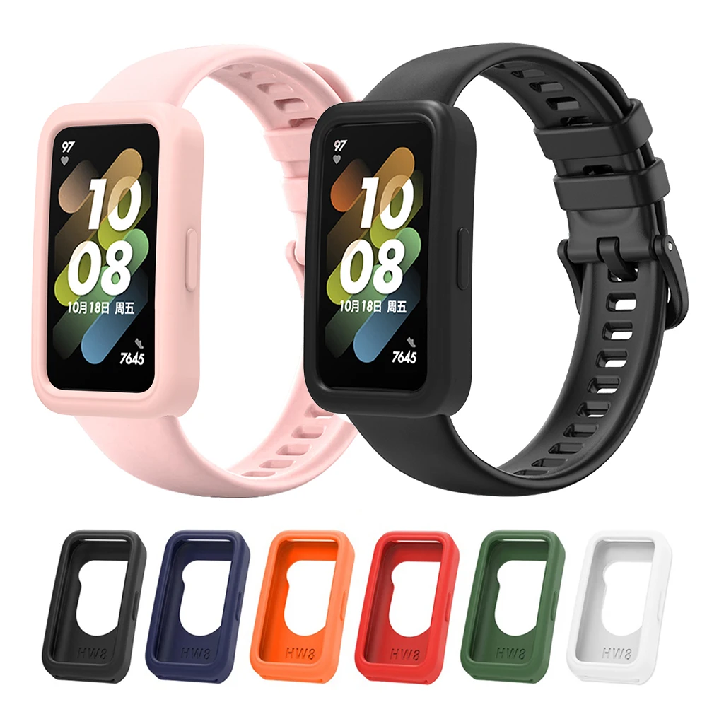 Silicone Protective Case + Strap For Huawei Band 8 9 10 Bracelet Wristband Accessories