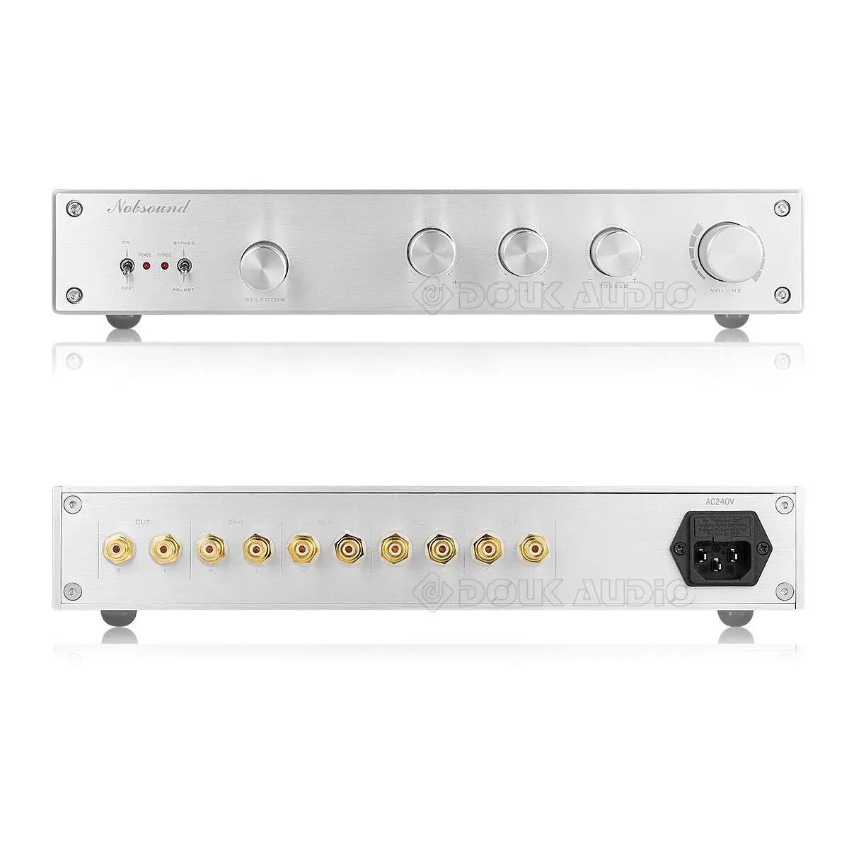 Nobsound HiFi 2.0-Channel Class A Stereo Vacuum Pre-Amplifier 4-way Digital Desktop Audio Preamp