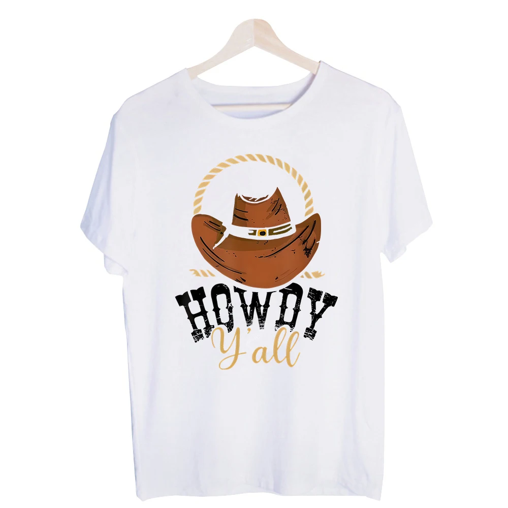 Men's Cowboy Hat and Rope Graphic Tee, Western Style Short Sleeve Crew Neck T-Shirt for Casual Daily Wear