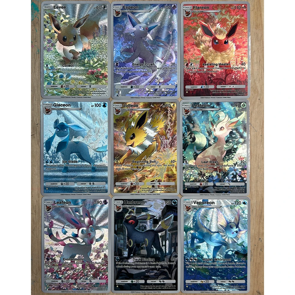 Carte de Collection série poche 10 pièces/ensemble, nouveau PTCG anglais Mewoth Eevee ronflex Sylveon, Texture de couleur en relief, carte Flash, cadeau pour enfant