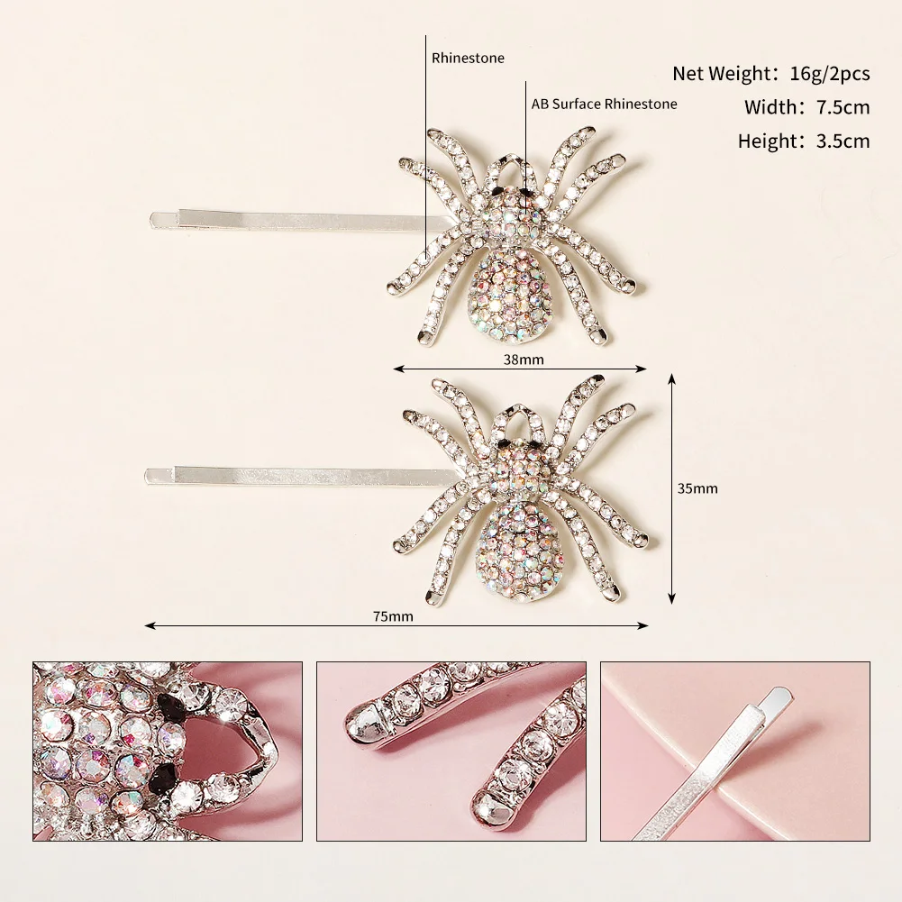 Halloween Spinne Haars pangen für Frauen Mädchen Pony Haarnadeln Strass Haars pangen Festival Prinzessin Haarschmuck Schmuck – Detail 13