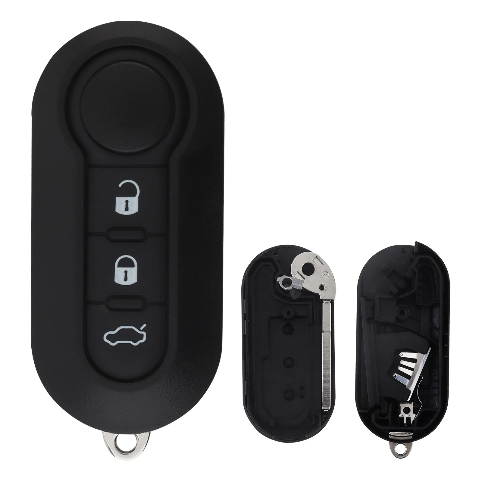 

3 Buttons Car Key Remote Control Folding Housing Replacement Fit for Fiat 500 / Punto, Keyless Entry Remote Key Fob Shell Case