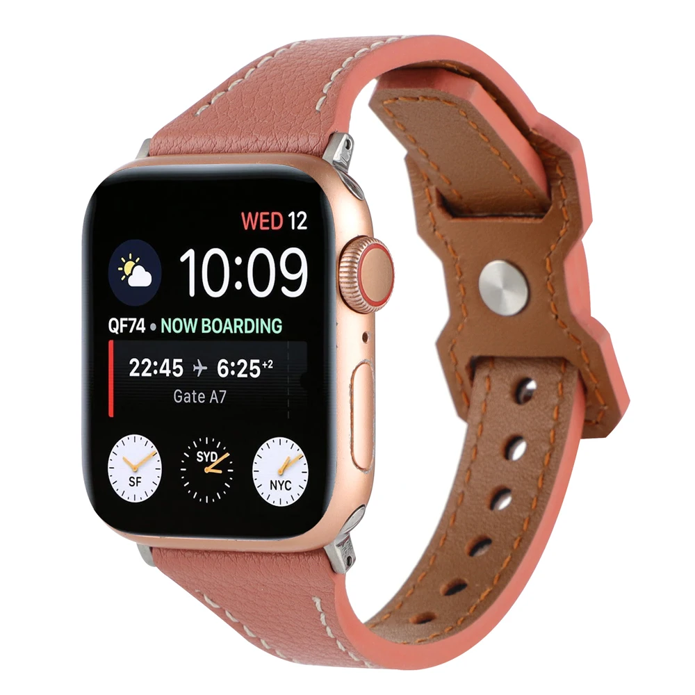 Women's Slim Leather Strap For Apple Watch Band Ultra 49mm 45mm 41mm 40mm 44mm Accessories Bracelet iWatch series 8 7 6 5 4 3 SE image 5