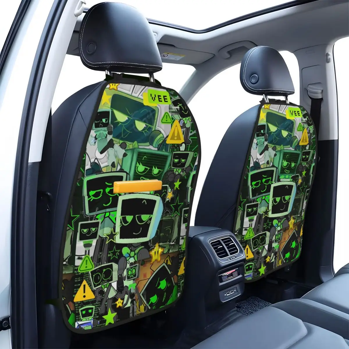 

Dandy's World 2Pcs Car Seat Back Protector Pad with Anti Kick Mat Multi-Pocket Storage Bag Waterproof for Kids Baby