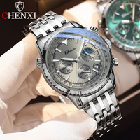 CHENXI Men Watches Business Top Brand Original Quartz Watch for Man Grey Dial Moon Phase Date Chronograph Waterproof Wrist Watch