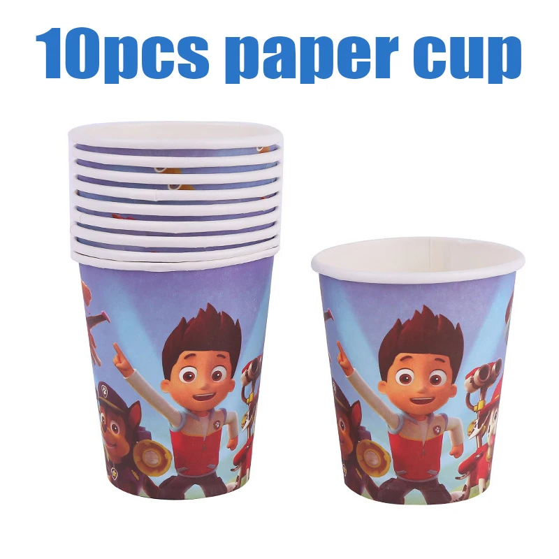Neue Paw Patrol Geburtstagsparty-Dekorationen: Pappteller, Becher, Servietten, Tischdecke, Tischgeschirr, Paw Patrol Happy Birthday Party-Zubehör – Detail 7