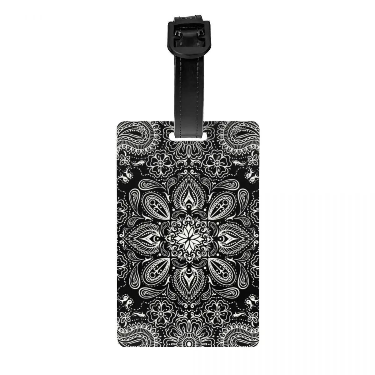 Classic Bandana Style Black Luggage Tags for Suitcases Funny Paisley Pattern Baggage Tags Privacy Cover ID Label