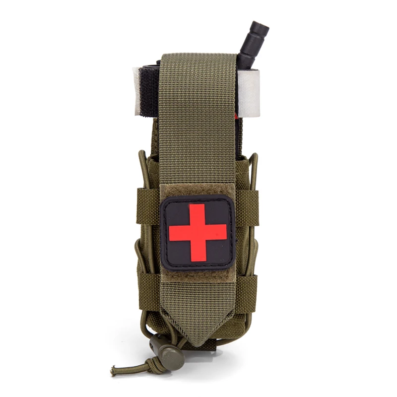 MOLLE Tourniquet Holder IFAK TQ Holder Tactical Medical Pouch Holster First Aid Kit Cross Patch/Bungee Cord