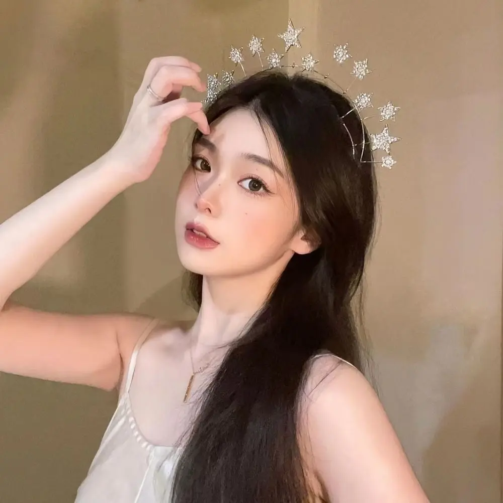 Charm Fairy Crown Wedding Woman Crystal Star Hairband Bridal Crown Hair Accessories Rhinestone Hair Hoop